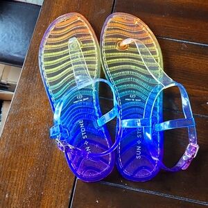 Rainbow jelly sandals
